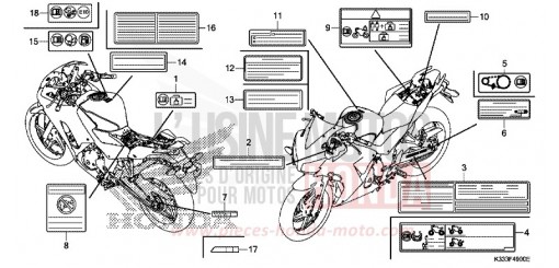 ETICHETTA DI AVVERTIMENTO CBR250RF di 2015